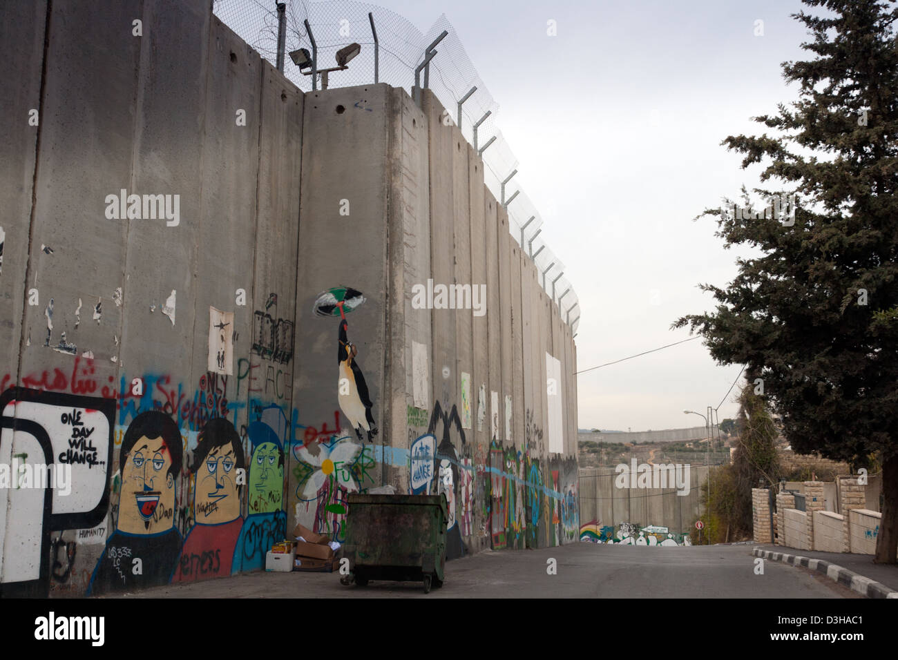 Palestinian side of the Israeli West Bank barrier Stock Photo