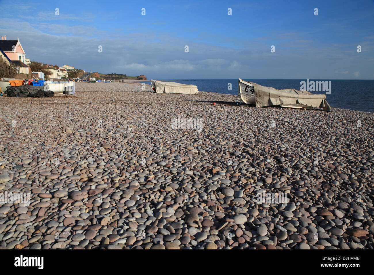 Budleigh Salterton seafront, looking towards mouth of river otter on