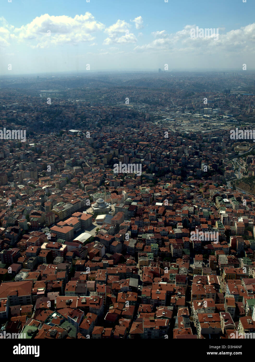 Panoramic bird's eye view of Istanbul from atop Sapphire Tower, Turkey's tallest building. Stock Photo