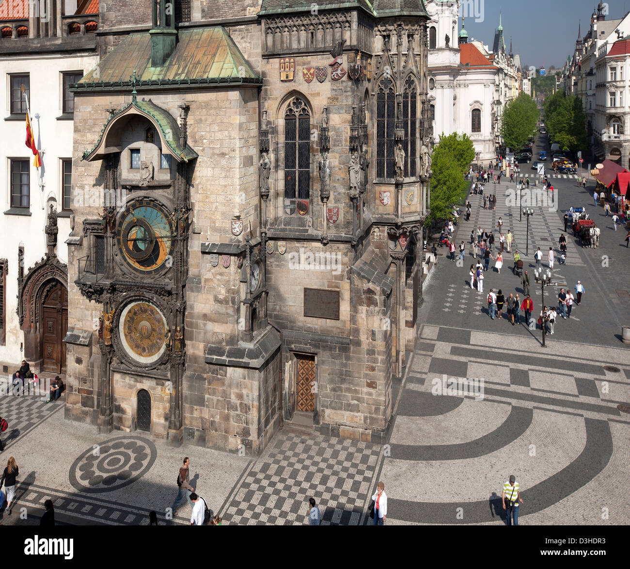 Prague - Old Town Hall, orig. Wolflin House, with Prague Old Town Astronomical Clock Stock Photo