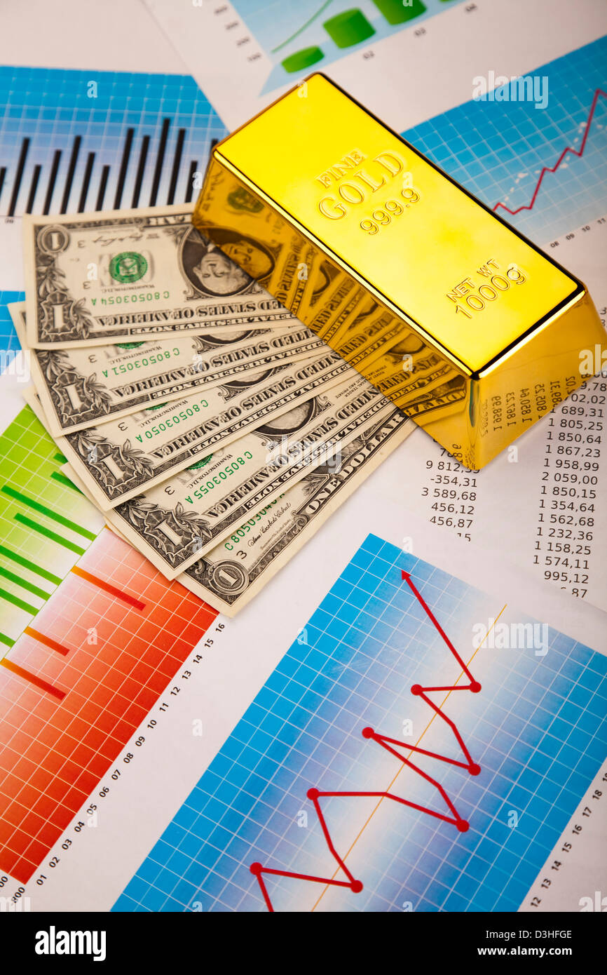 Financial indicators,Chart,Gold bar,money Stock Photo Alamy