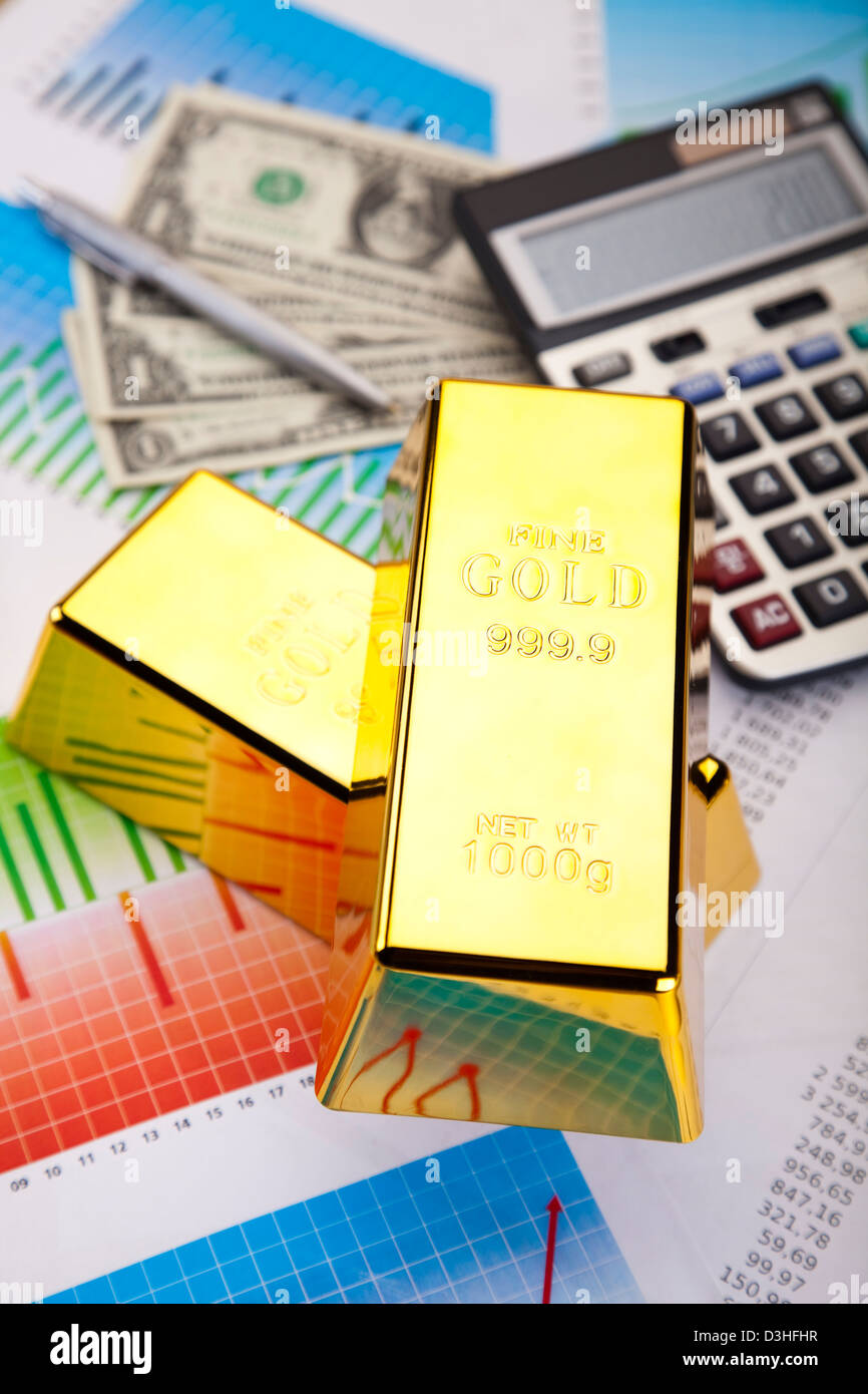 Financial indicators,Chart,Gold bar,money Stock Photo Alamy