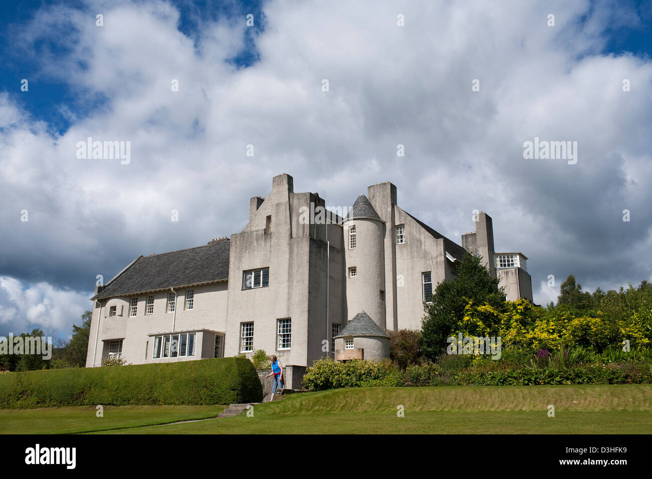 An exterior view of Hill house designed by Charles Rennie Mackintosh and built for Walter Blackie in Helensburgh, in Scotland Stock Photo