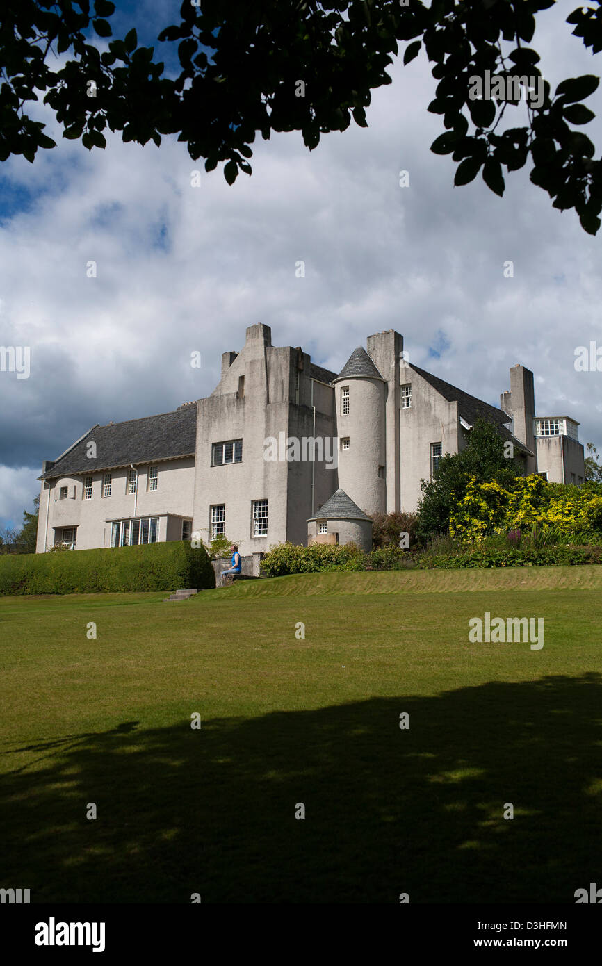 An exterior view of Hill house designed by Charles Rennie Mackintosh and built for Walter Blackie in Helensburgh, in Scotland Stock Photo