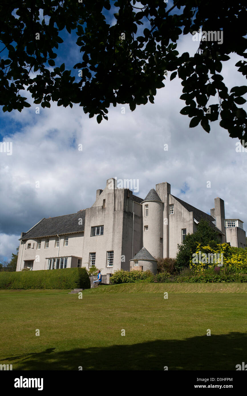 An exterior view of Hill house designed by Charles Rennie Mackintosh and built for Walter Blackie in Helensburgh, in Scotland Stock Photo