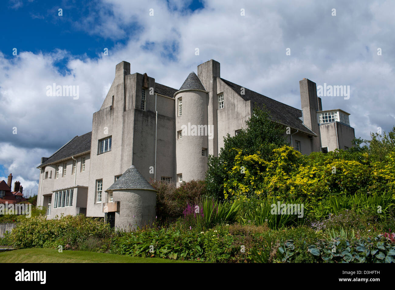 An exterior view of Hill house designed by Charles Rennie Mackintosh and built for Walter Blackie in Helensburgh, in Scotland Stock Photo