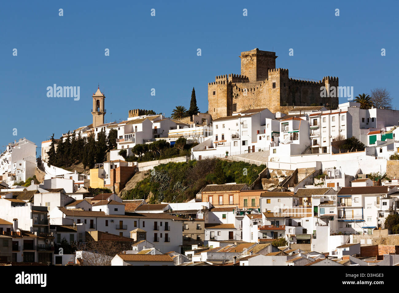 Village and castle Espejo Cordoba Andalusia Spain Stock Photo - Alamy