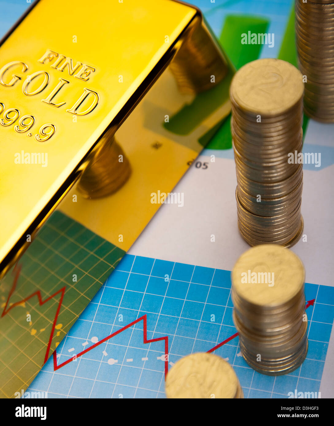 Financial indicators,Chart,Gold bar,money Stock Photo Alamy