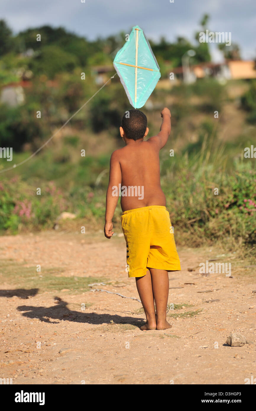 Boy flying kites, Trinidad, Cuba Stock Photo Alamy