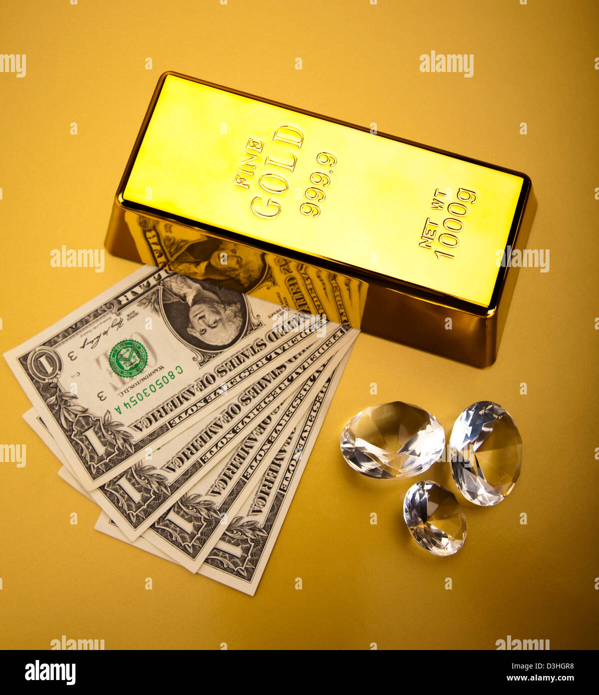 Diamonds and gold bars Stock Photo - Alamy