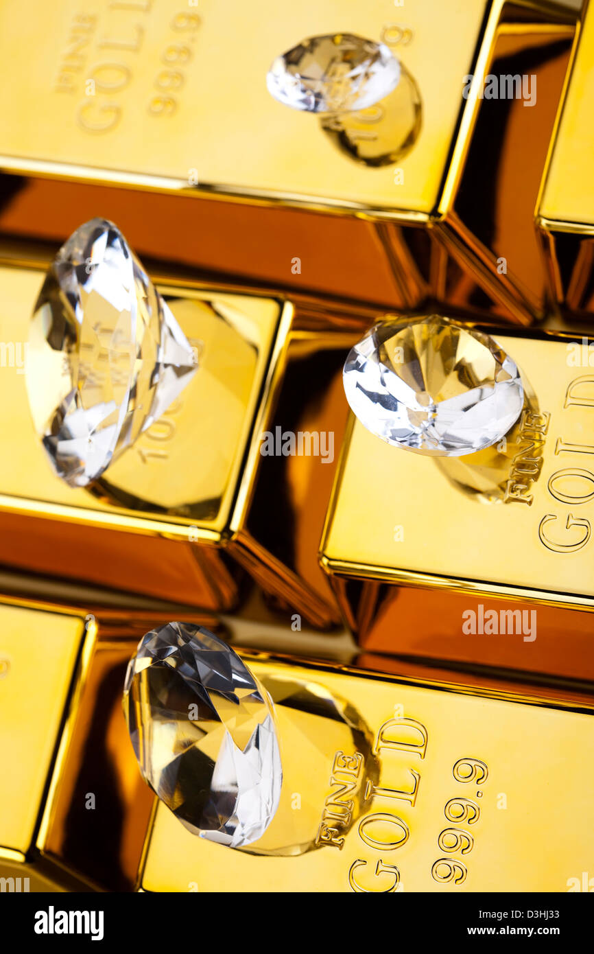 Diamonds and gold bars Stock Photo - Alamy