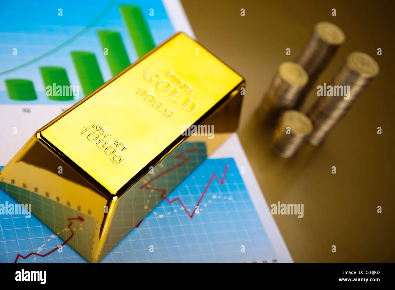 Financial indicators,Chart,Gold bar,money Stock Photo Alamy