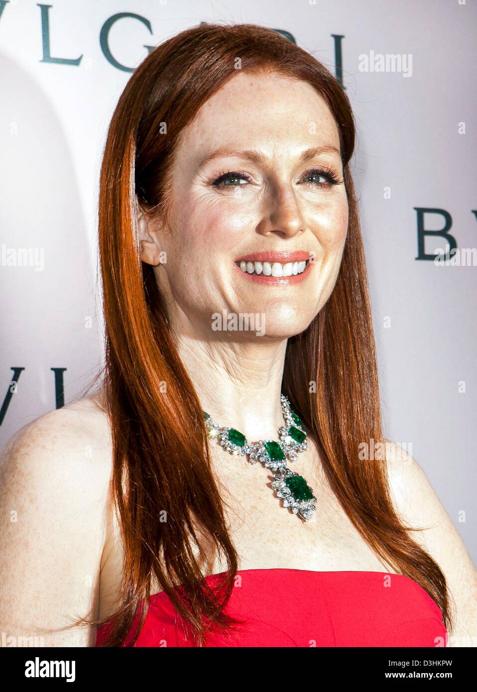 Julianne Moore in attendance for Eizabeth Taylor's Bulgari Jewelry  Collection Dinner, Bulgari, Beverly Hills, CA February 19, 2013. Photo By:  Emiley Schweich/Everett Collection Stock Photo - Alamy