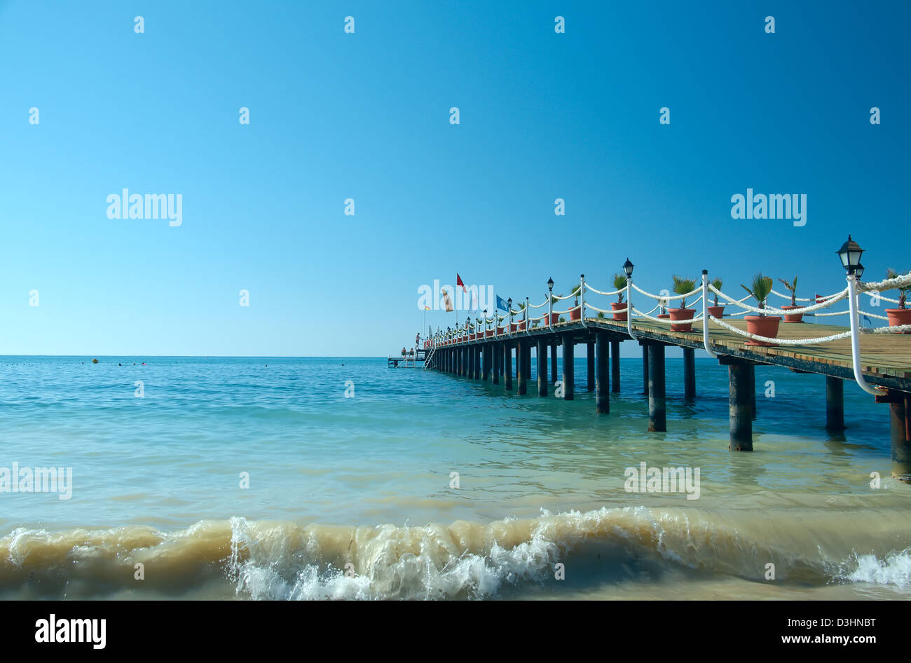 Pier beach hotel. Mediterranean. Turkey Stock Photo