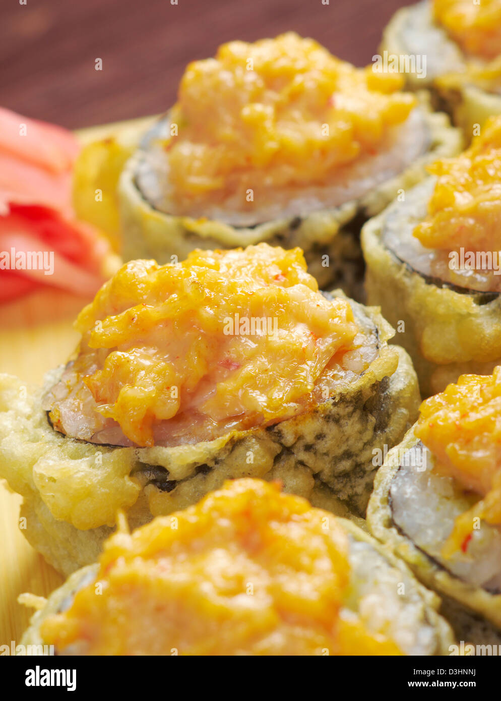 Japanese fried tempura sushi .traditional japanese food Stock Photo