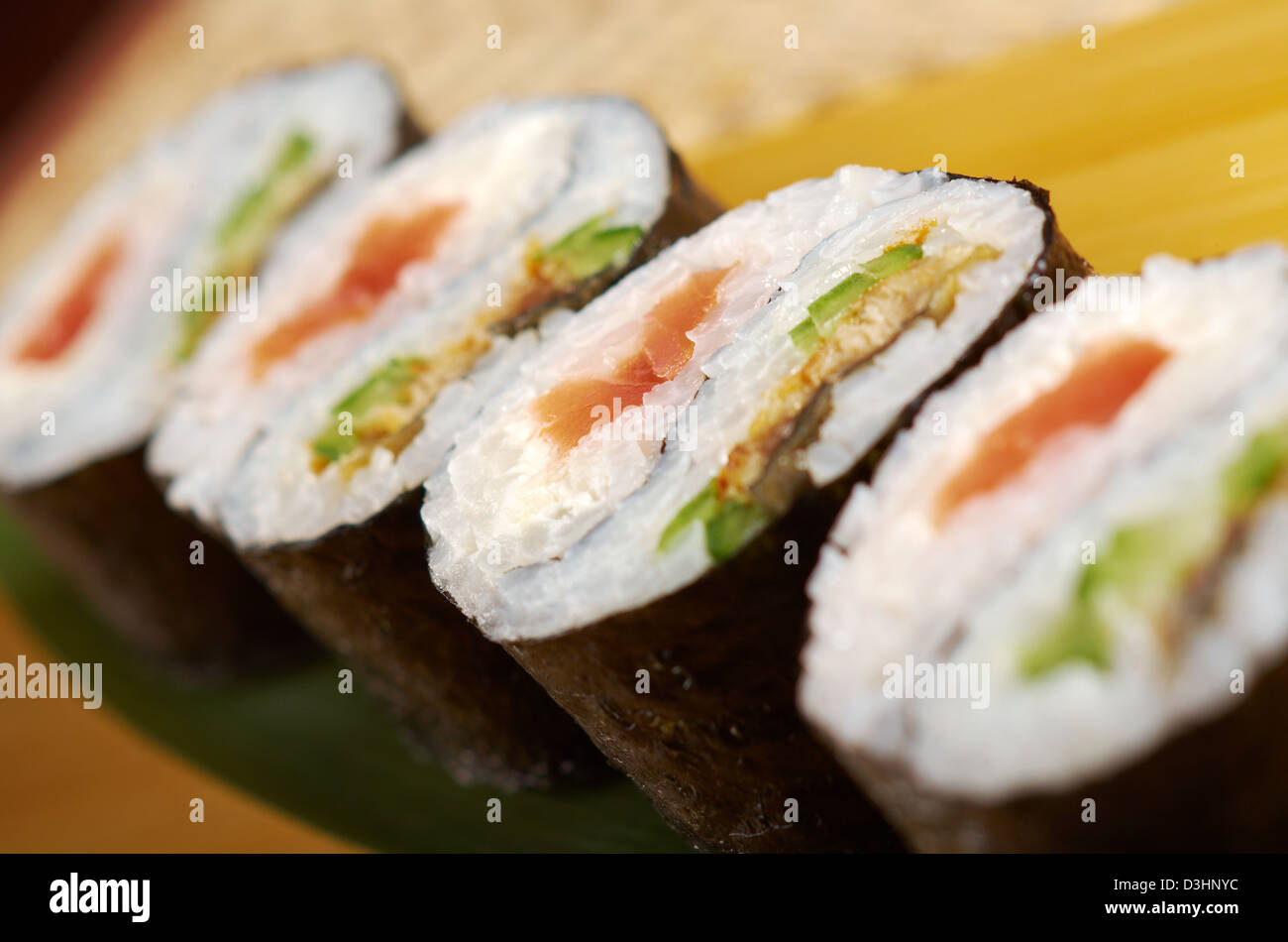 Japanese sushi traditional japanese food.Roll made of Smoked fish Stock