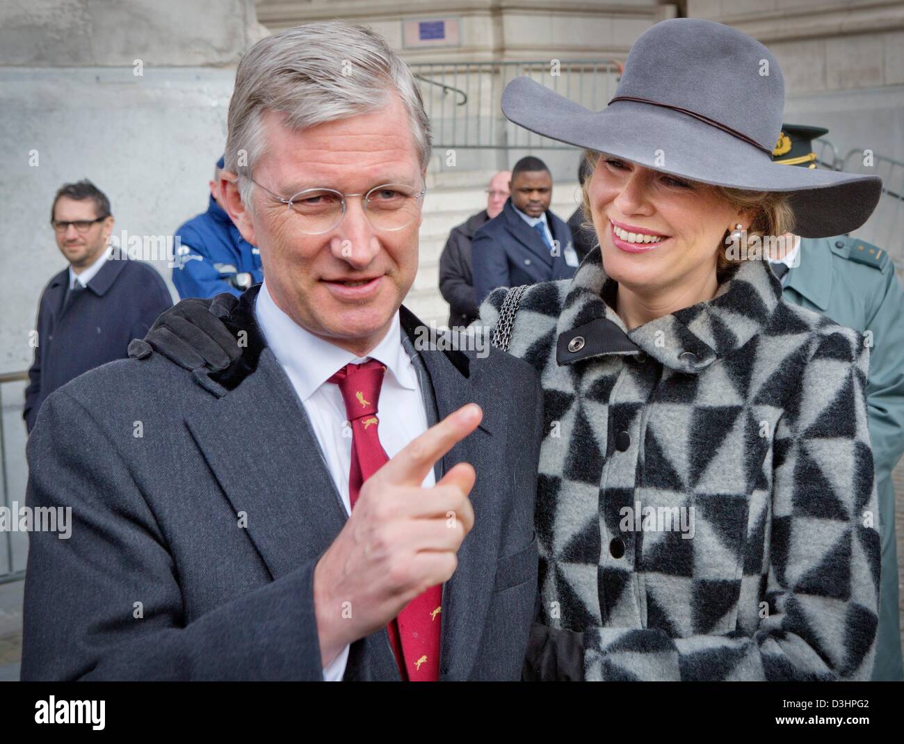 Prince Philippe and Princess Mathilde of Belgium attend the mass to commemorate the deceased members of the Royal Family in the Our Lady Cathedral in Brussels, Belgium, 19 February 2013. Photo: Patrick van Katwijk Stock Photo