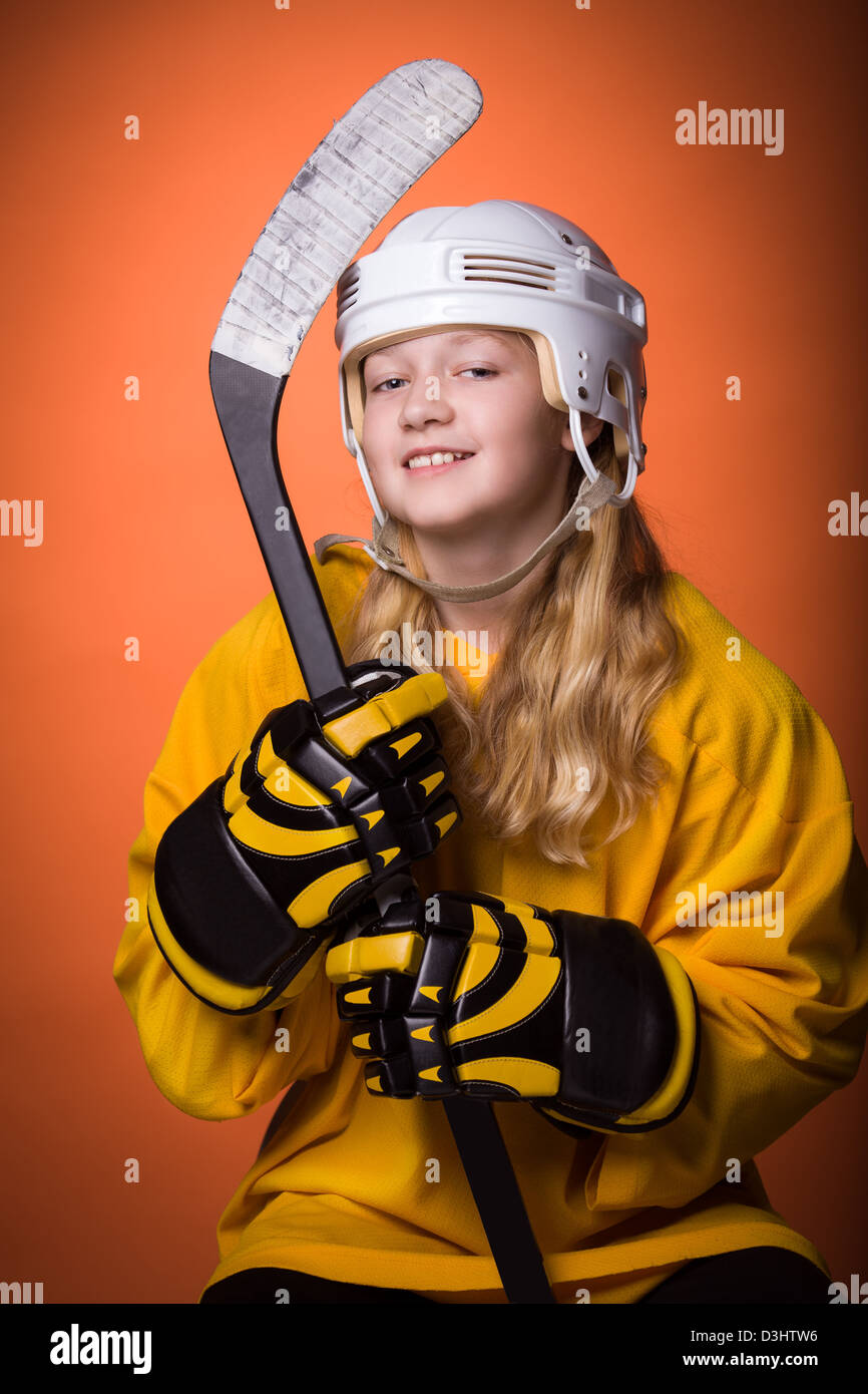portrait of a teenage female hockey player Stock Photo Alamy