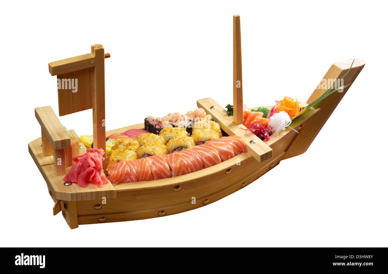 Assorted sushi Japanese food on the ship traditional japanese food