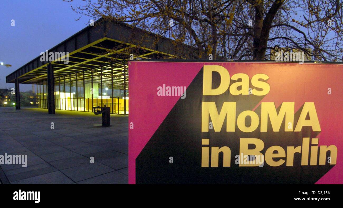 gennemførlig bekræfte Spænde dpa) - An advertisement in big letters announces 'The MoMA in Berlin', in  front of the Neue Nationalgalerie (new national gallery) in Berlin, 15  February 2004. The New York Museum of Modern