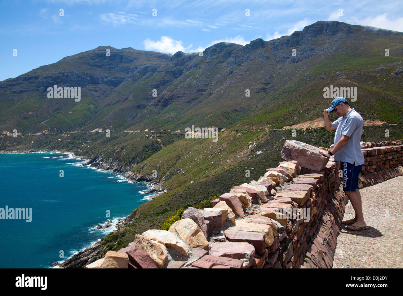 Hout Bay Plaque - Views over the Bay in Cape Town - South Africa Stock Photo