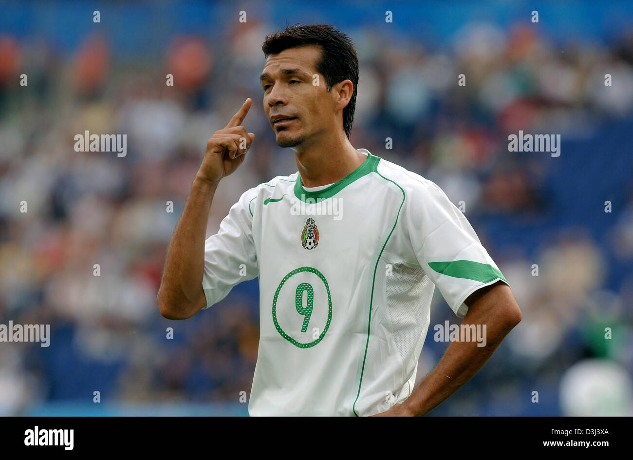 (dpa) - Mexican national player Jared Borgetti gesticulates during the FIFA Confederations Cup match Japan vs. Mexico in the AWD Arena in Hanover, Germany, 16 June 2005. Stock Photo