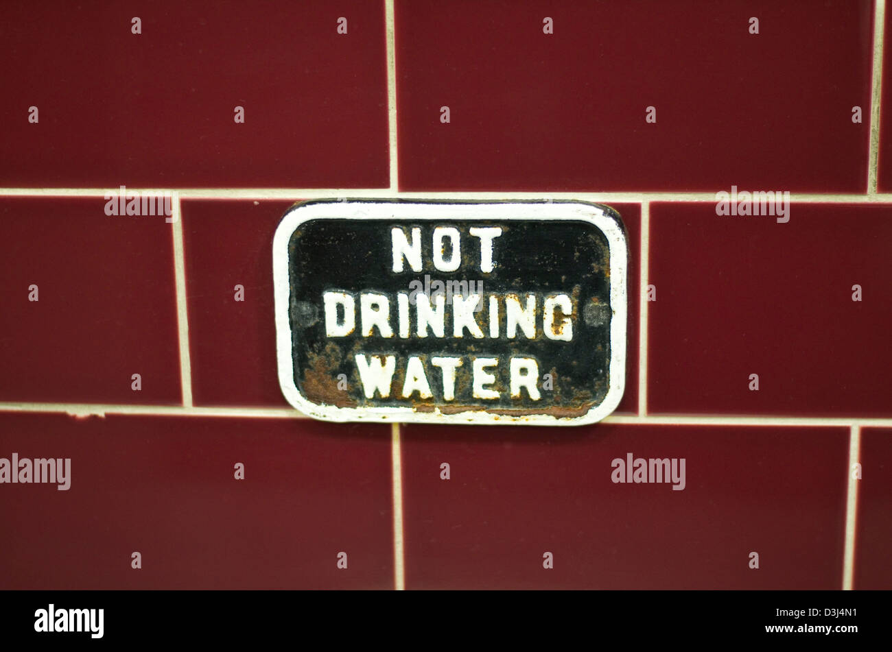 Vintage 'Not Drinking Water' sign. Stock Photo