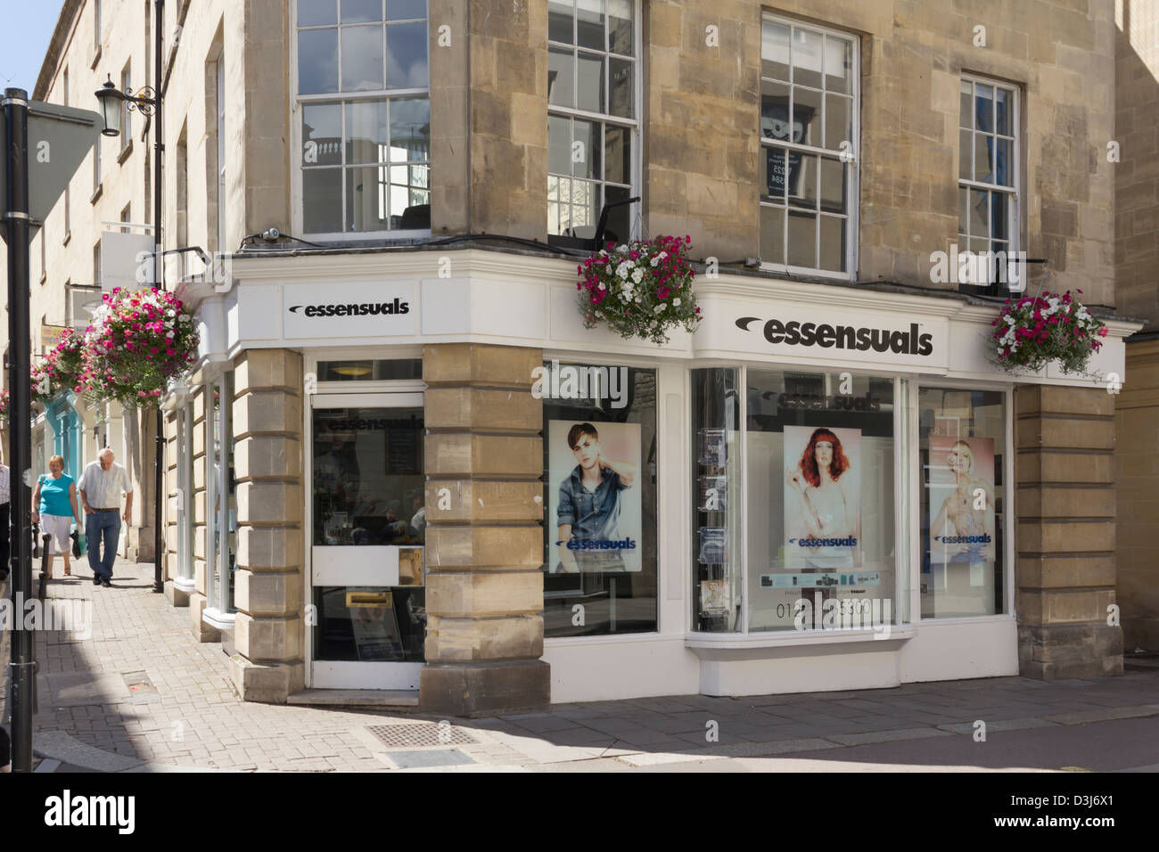 Essensuals hairdressing and beauty salon on Upper Borough Walls Bath, a upmarket offshoot of the Toni & Guy chain of salons. Stock Photo