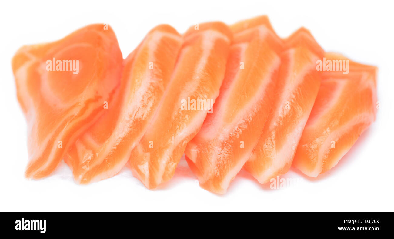 pieces of red fish on white Stock Photo
