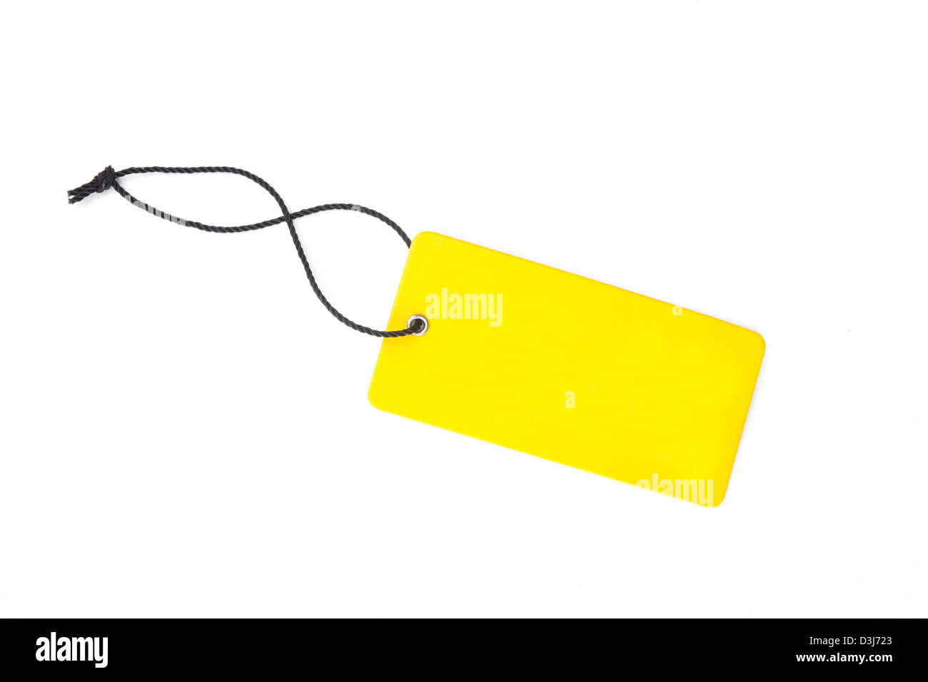 Blank price tag yellow isolated on white with soft shadow Stock Photo