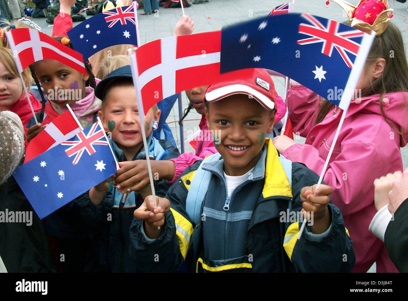 dpa) - Kids waving Danish and Australian flags smile as the royal Stock  Photo - Alamy