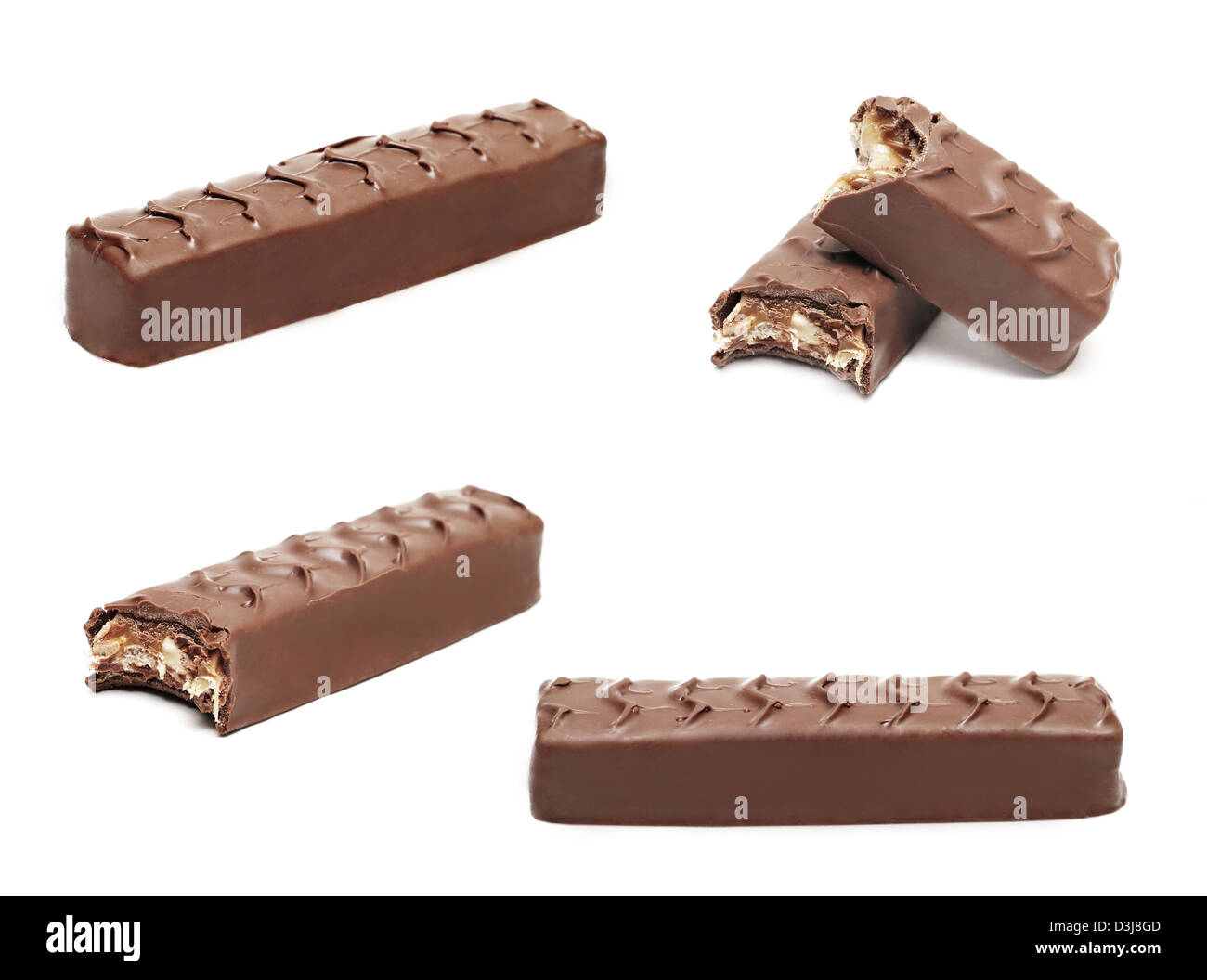 Chocolate bars set isolated on white background Stock Photo