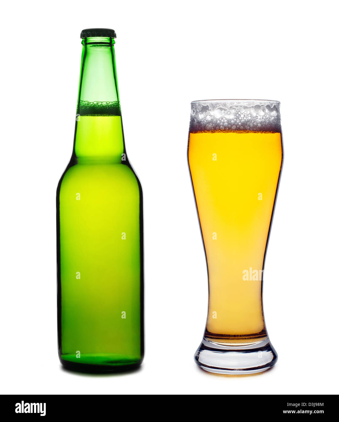 Beer bottle and glass isolated on white background Stock Photo Alamy