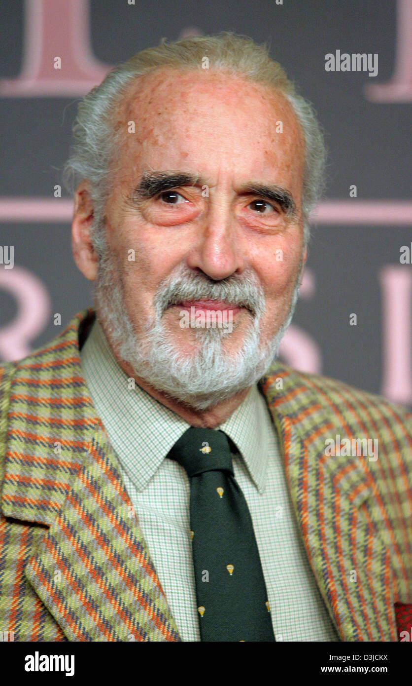 (dpa) - British actor Christopher Lee pictured prior to the premiere of his film 'Star Wars Episode III - Revenge of the Sith' in Berlin, Germany, 18 May 2005. Stock Photo