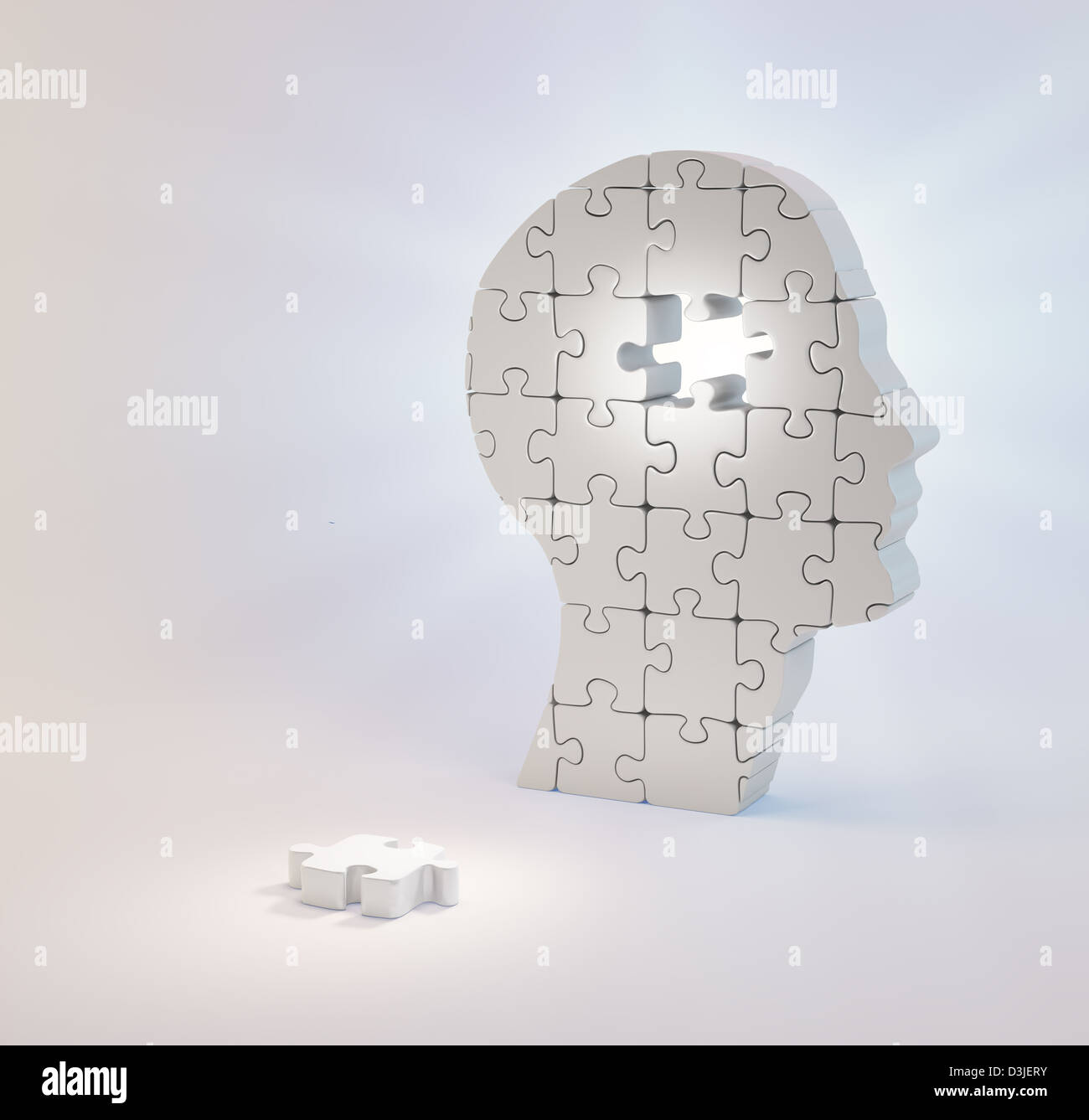 A head build out of puzzle pieces missing a single piece psychology