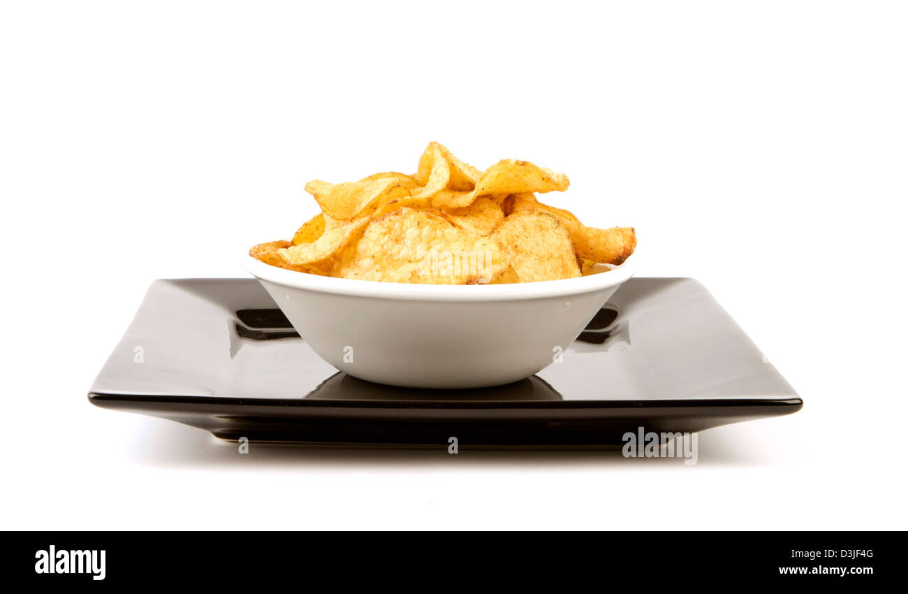 Handcut Potato chips or crisps Stock Photo