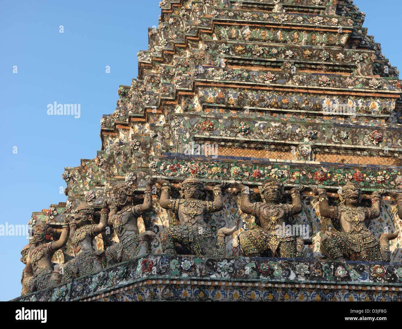Detail of a Prang. Wat Arun temple. Bangkok. Thailand Stock Photo