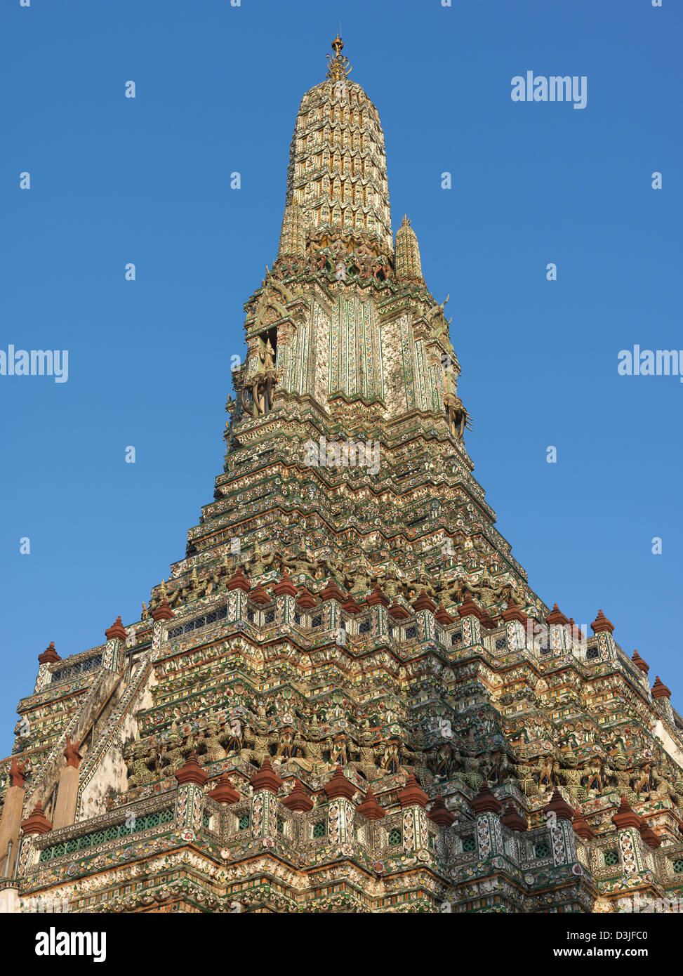 Detail of a Prang. Wat Arun temple. Bangkok. Thailand Stock Photo