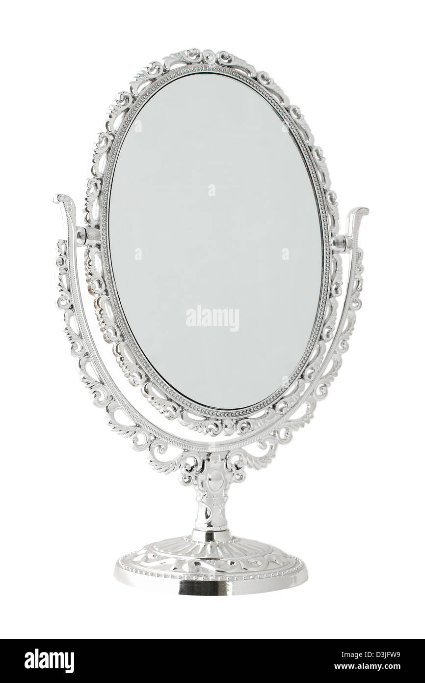 Metal mirror isolated on white background Stock Photo