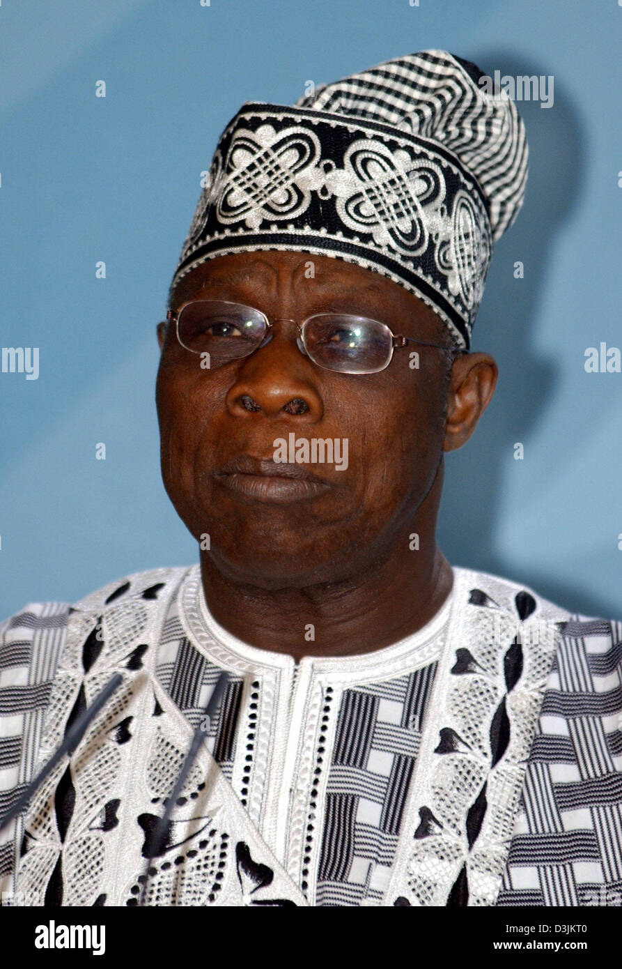 (dpa) - Nigerian President Olusegun Obasanjo in a picture taken during a press conference in Berlin, Germany, Thursday 17 March 2005. Obasanjo is in Germany for a three-day-visit. Stock Photo