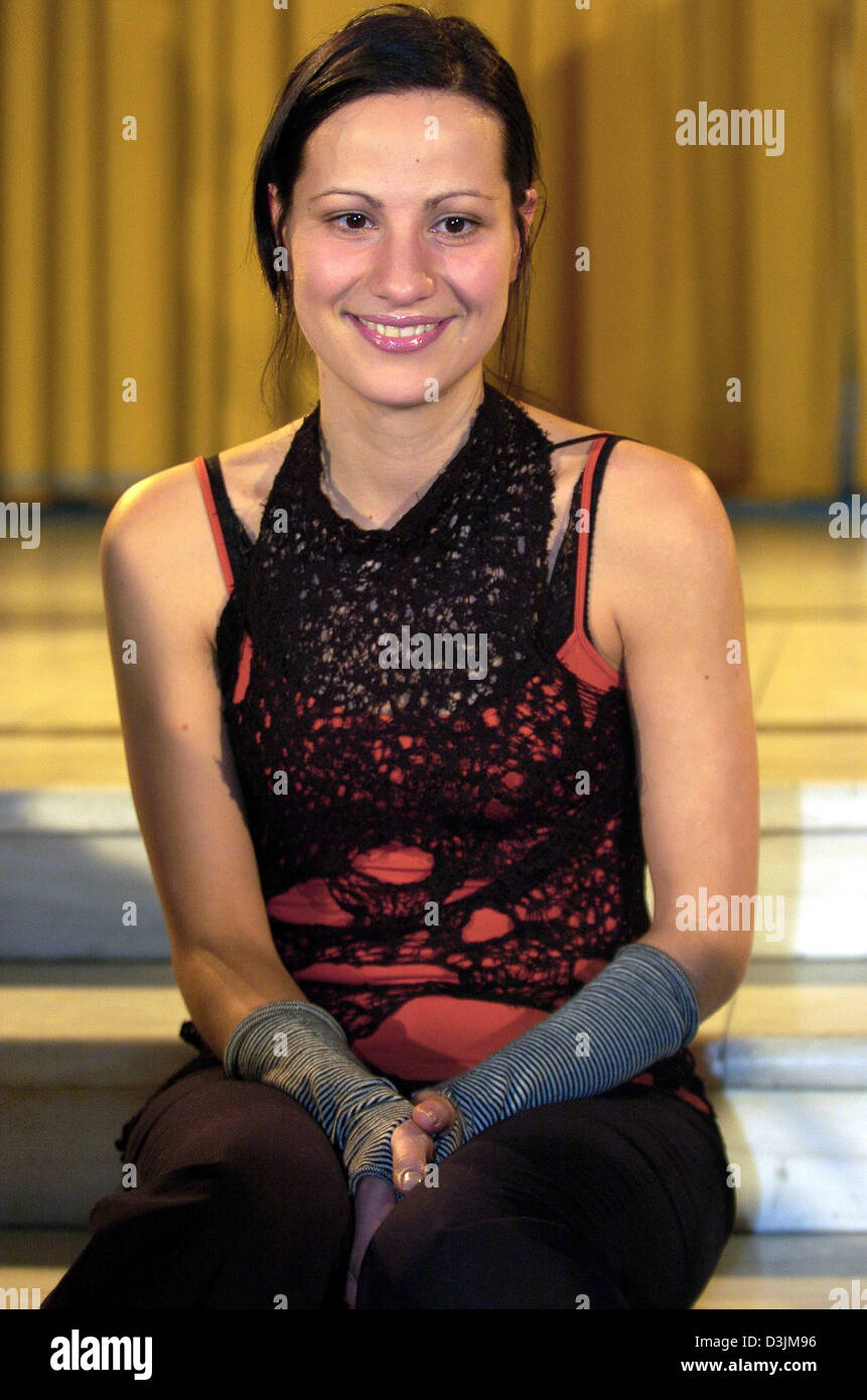 (dpa) - Slovenian new talent actress Aleksandra Balmazovic sits on stairs during the presentation of the Shooting Stars 2005 at the Berlinale film festival in Berlin, Germany, 12 February 2005. The 20-year-old actress was selected by the European Film Promotion (EFP) out of many European candidates. Stock Photo