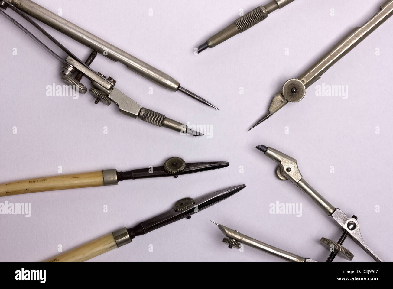 Old drawing instruments Stock Photo