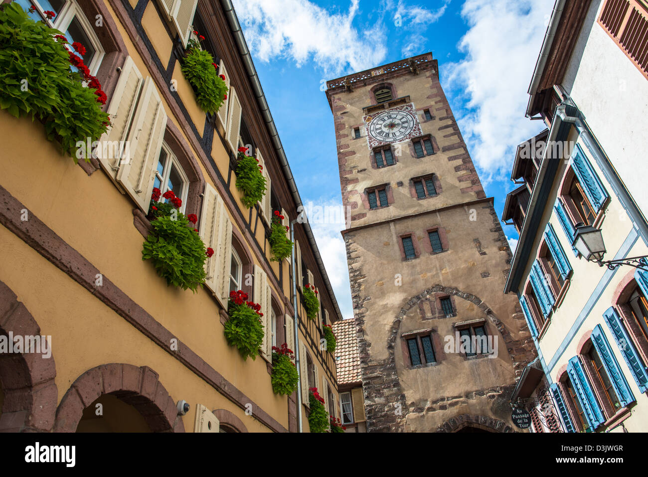 Tower in Ribeauville, Haut Rhin, Alsace, France Stock Photo
