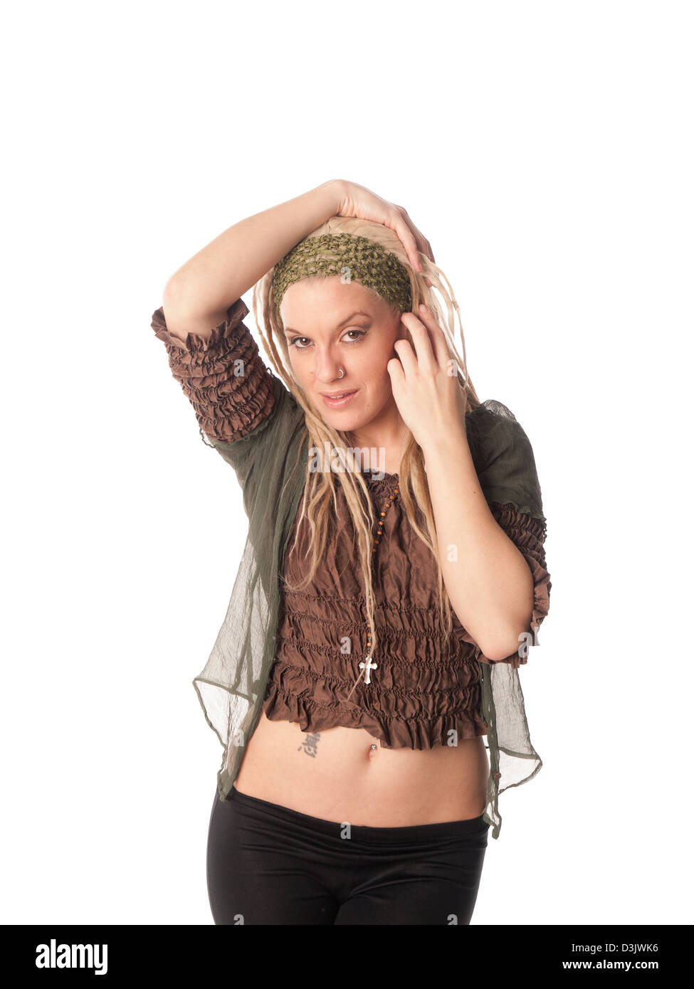 Urban Girl with blond dreadlocks - high fashion Stock Photo