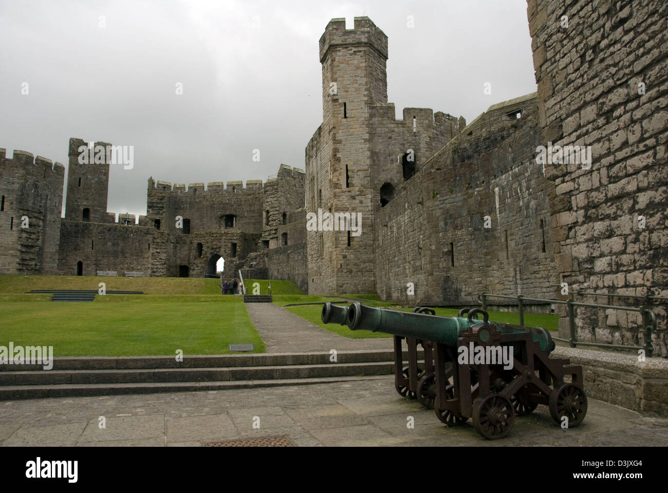 Wales Gwynedd Caernarfon Castle Interior Walls Cannon