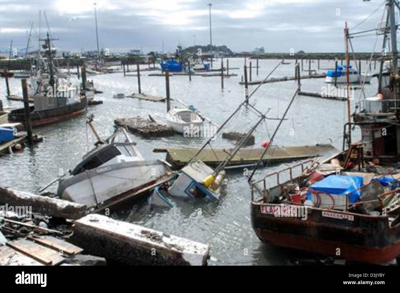 Tsunami Response: Crescent City, Calif. Stock Photo