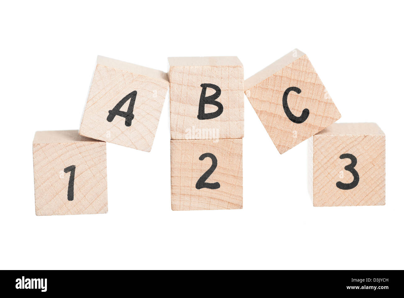 Dipiction of learning the abc's. White background. Stock Photo