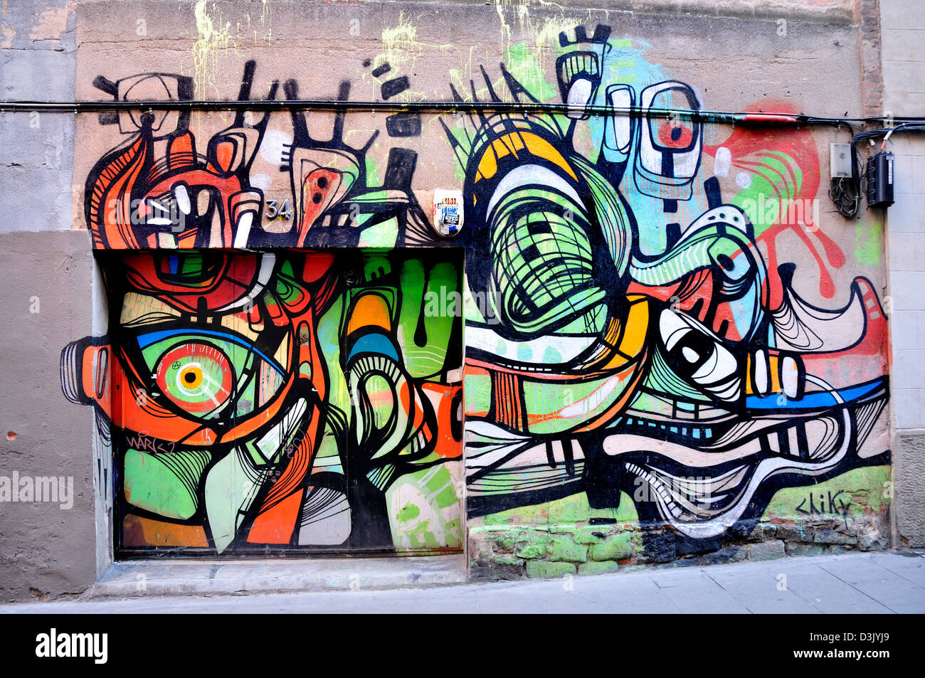 Barcelona, Catalonia, Spain. Graffiti in Carrer de Ros de Olano Stock Photo