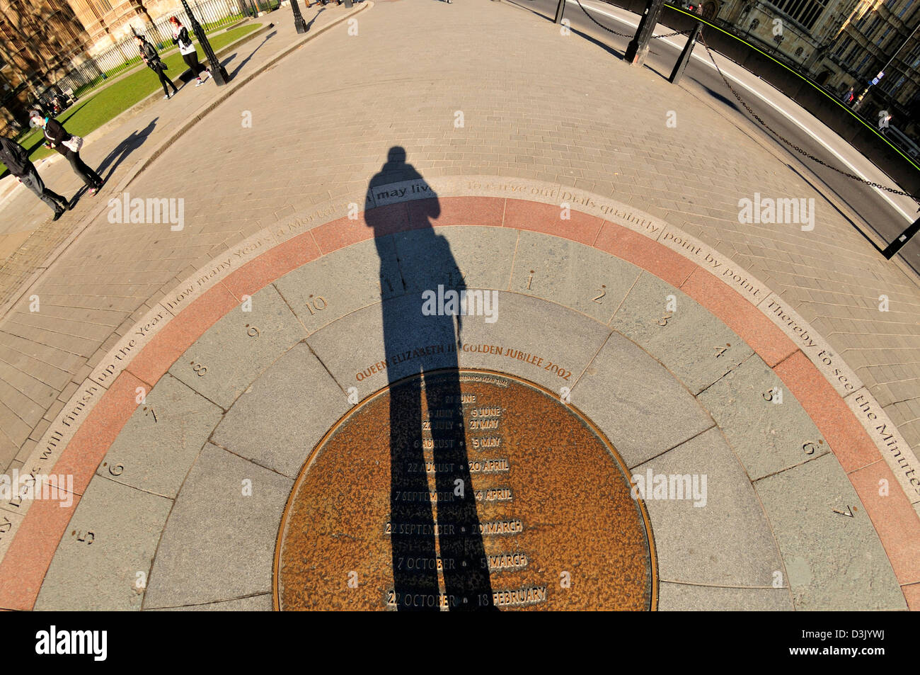 London, England, UK. Analemmatic sundial in Westminster, commemorating the queen's Golden Jubilee, 2002. Stock Photo