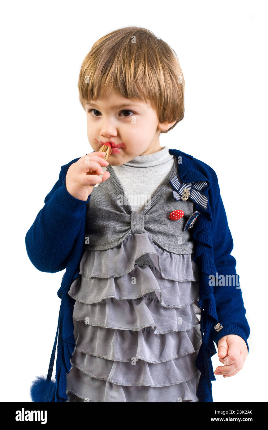 Child with lipstick Stock Photo Alamy